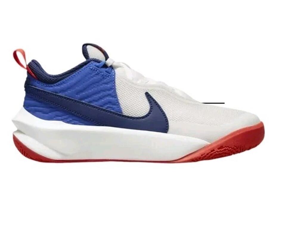 Nike Boys Size 7Y Team Hustle D 10 CW6735-103 White Game Royal Basketball Shoes